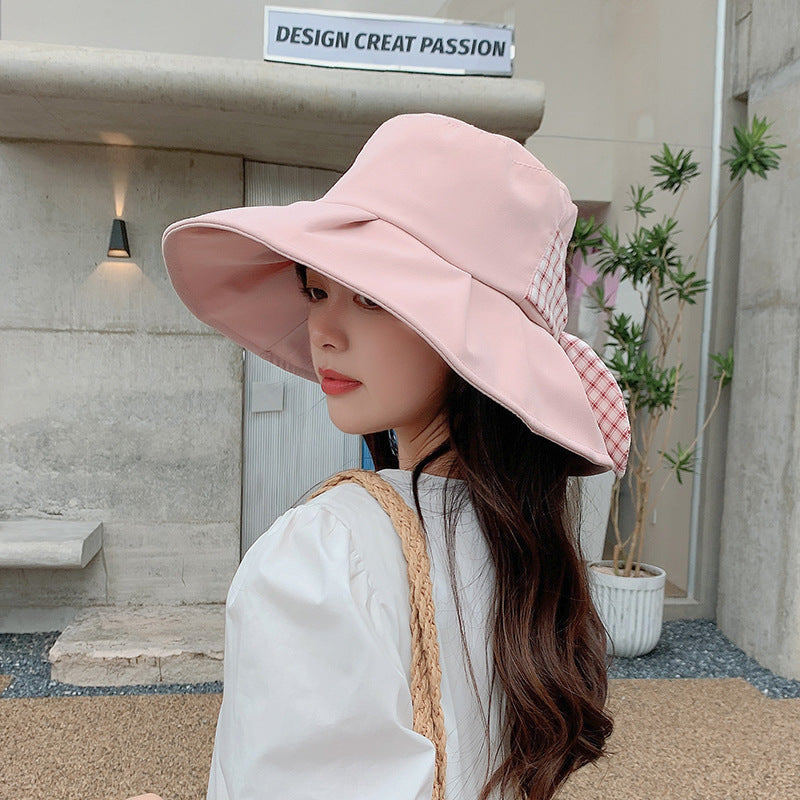 Cotton al por mayor Summer Sunscreen Bow Bucket Bucket Sombrero
